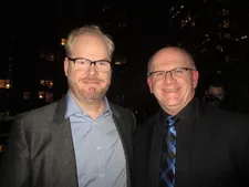 Jim Gaffigan plays Bob McDonough's father in Experimenter: "Do we look alike?" they ask me.